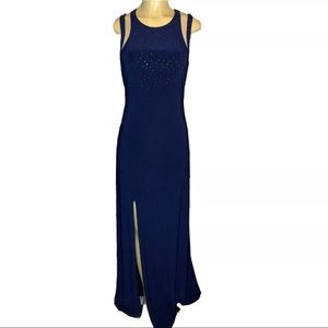 Dear Moon Star Juniors Formal Prom Dress Size 11 Sleeveless Navy Blue